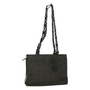 PRADA Tote Bag Nylon Green Silver Auth
